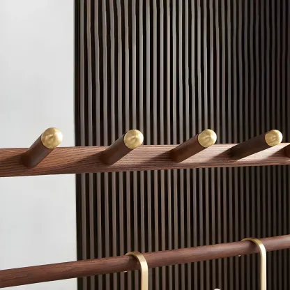 Brown Freestanding Open Wardrobe Ash Wood with Clothing Rod Image - 7