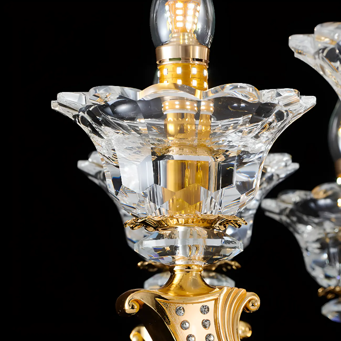 Luxurious Crystal Chandelier with Gold Finish and Candelabra Image - 12 | homeyfad