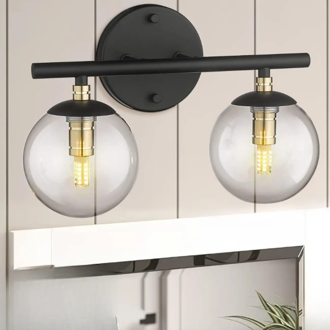 Spherical Wall-Mounted Vanity Lights with Glass Shade Image - 4 | homeyfad