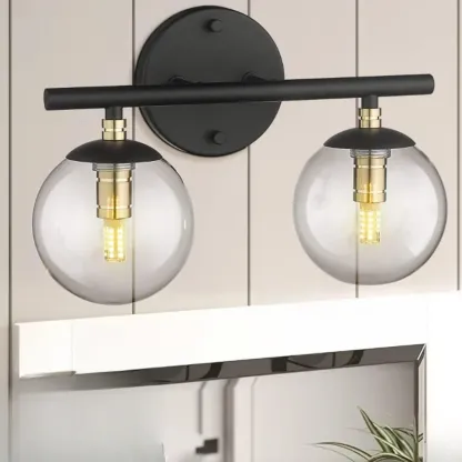 Spherical Wall-Mounted Vanity Lights with Glass Shade Image - 4