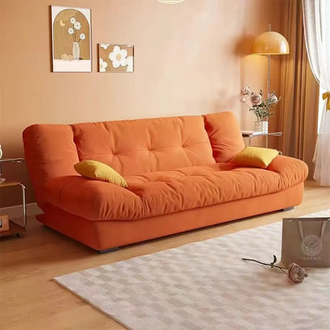 Foldable Upholstered Sleeper Sofa Living Room Deep Seat Sofa Image - 21