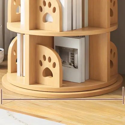 Modern Natural Wood Rotating Bookshelf Image - 12