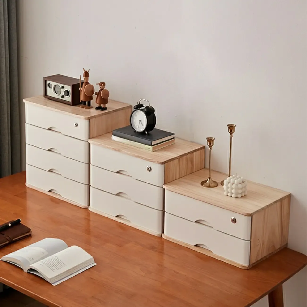 Modern Lateral/ Vertical Solid Wood Filing Cabinet Image - 4