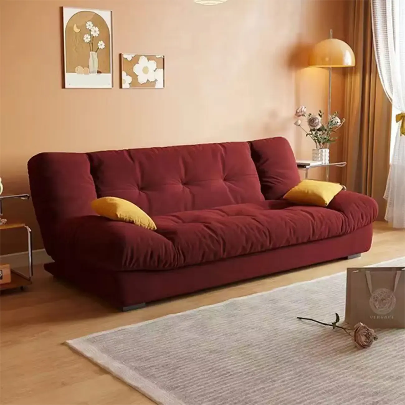 Foldable Upholstered Sleeper Sofa Living Room Deep Seat Sofa Image - 22