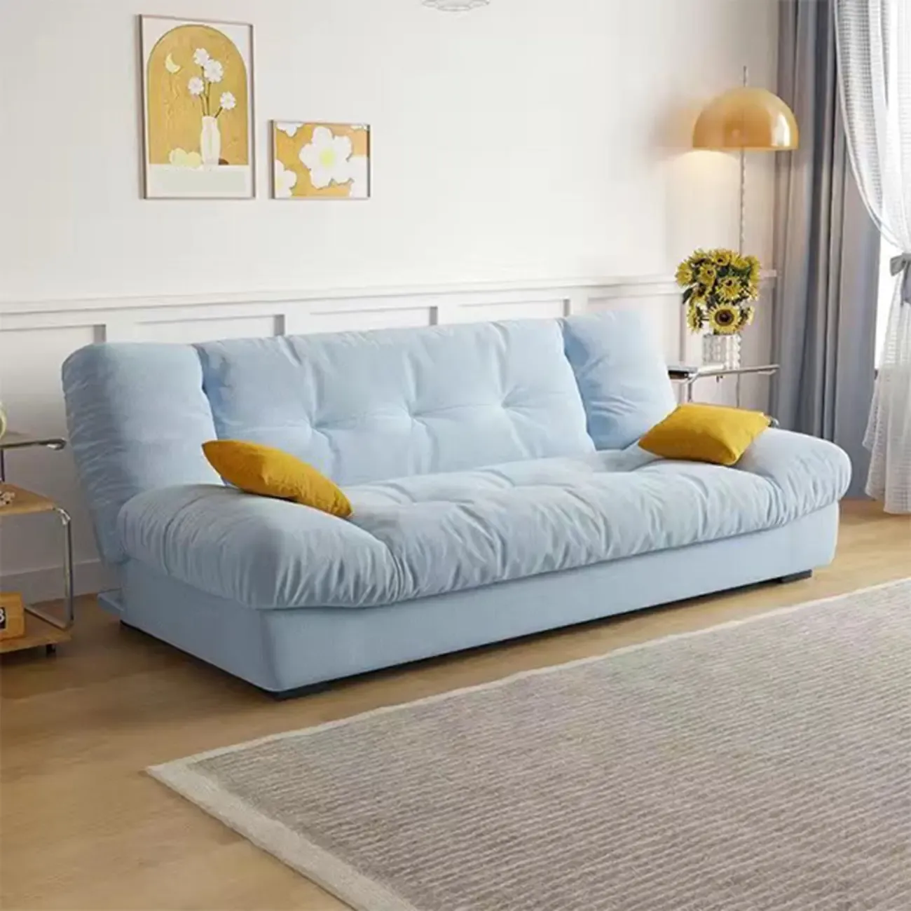 Foldable Upholstered Sleeper Sofa Living Room Deep Seat Sofa Image - 23