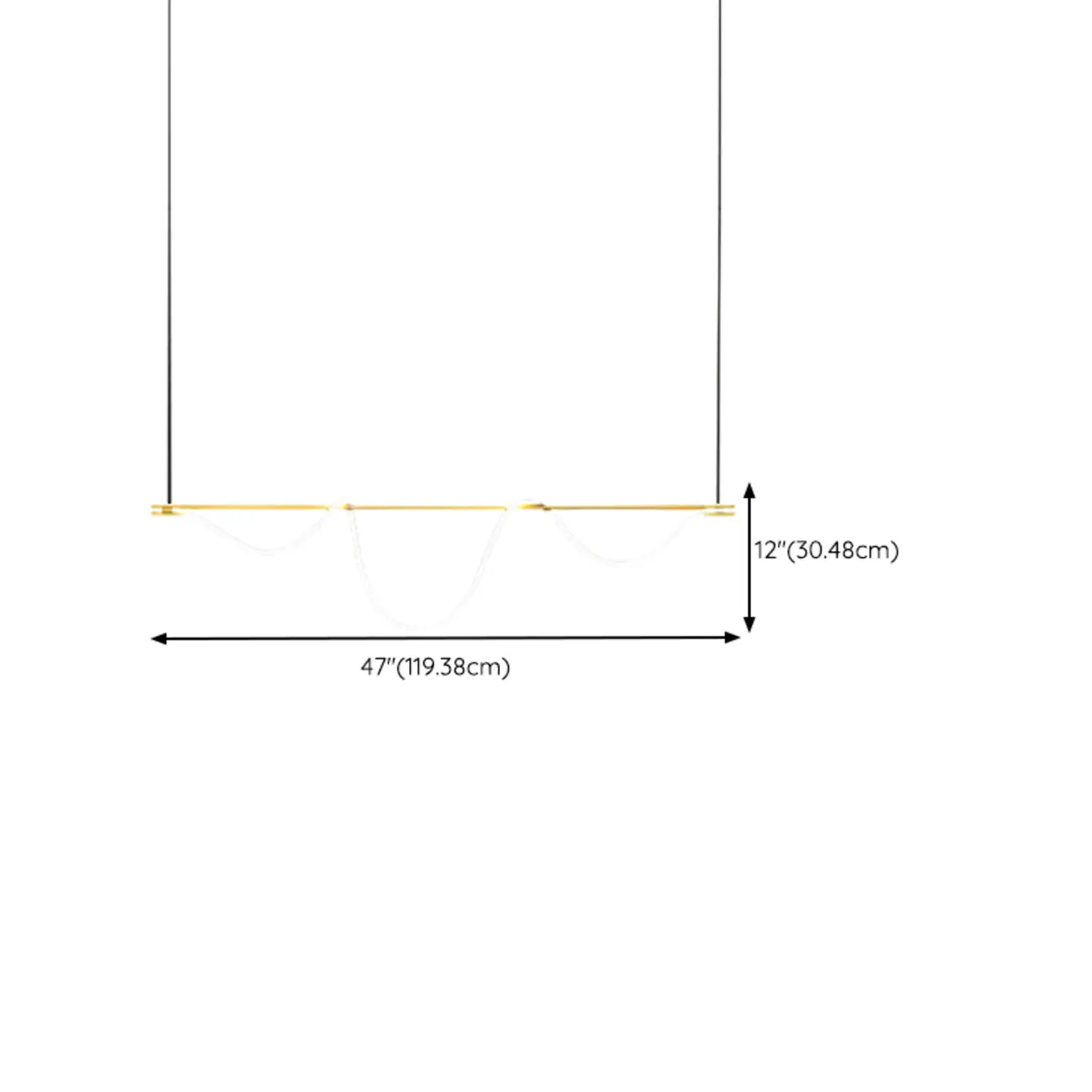 Gold Silica Gel LED Linear Island Pendant Light #size | homeyfad