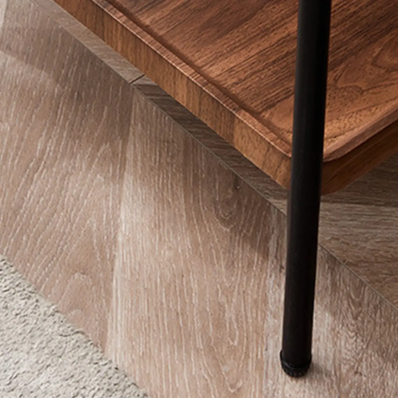 2 Tier Wood Square End Table - Modern Metal Frame Image - 9 | homeyfad