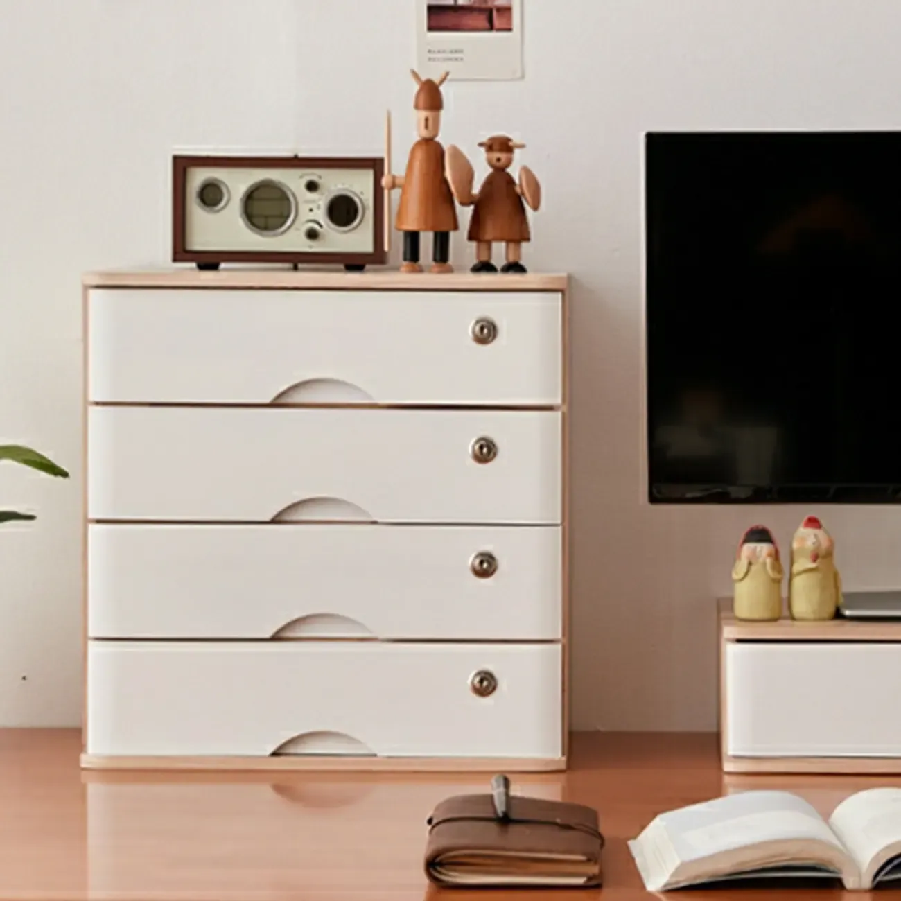 Modern Lateral/ Vertical Solid Wood Filing Cabinet Image - 6