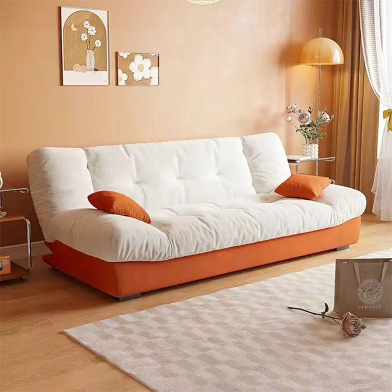 Foldable Upholstered Sleeper Sofa Living Room Deep Seat Sofa Image - 25 | homeyfad