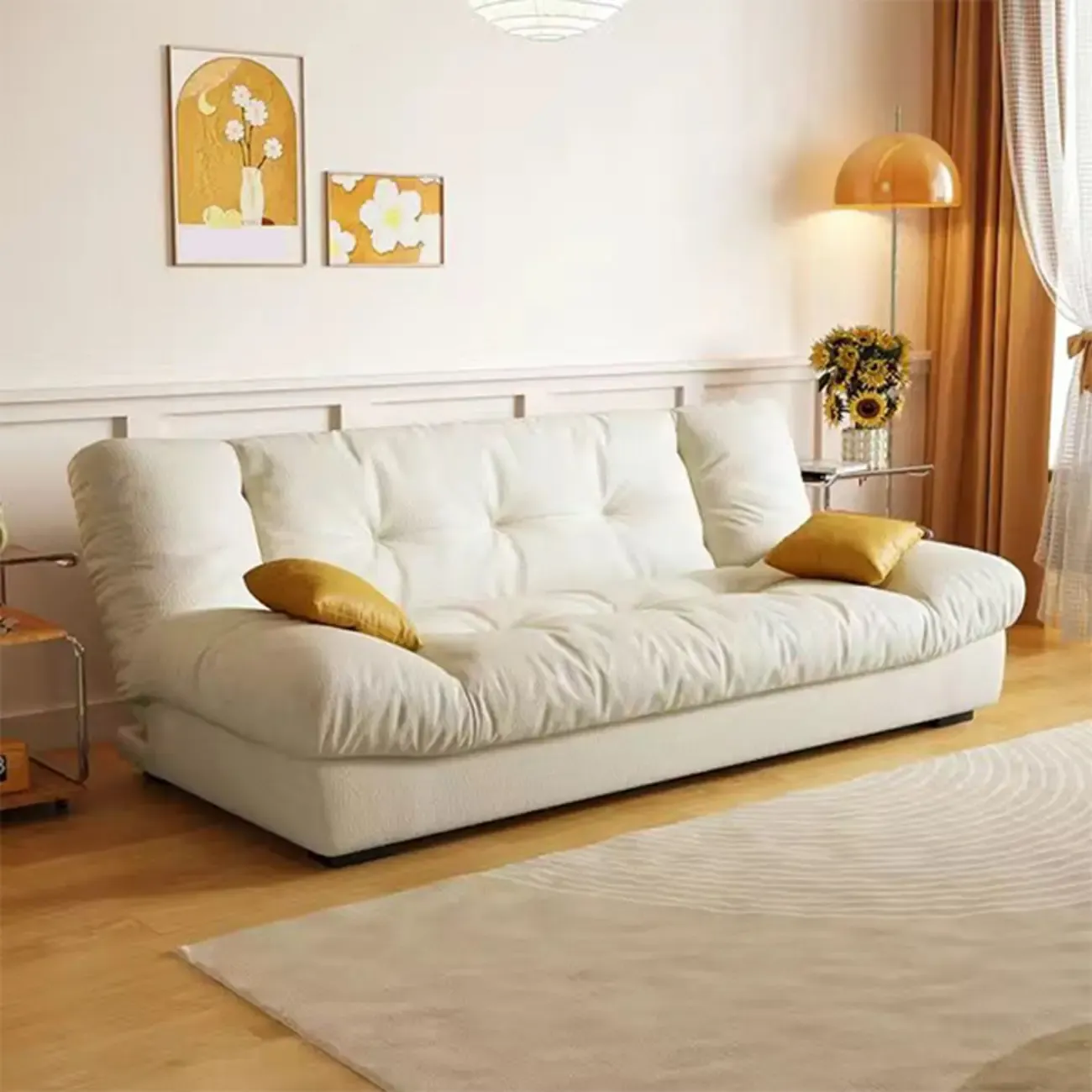 Foldable Upholstered Sleeper Sofa Living Room Deep Seat Sofa Image - 26