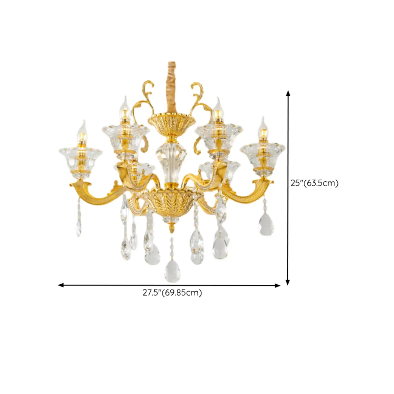 Luxurious Crystal Chandelier with Gold Finish and Candelabra #size | homeyfad