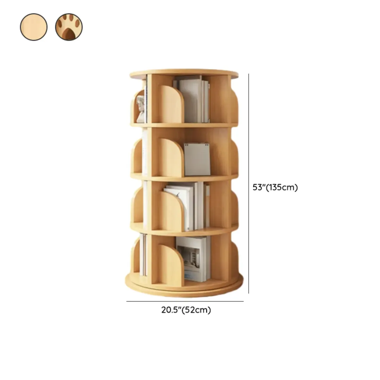 Modern Natural Wood Rotating Bookshelf Image - 18