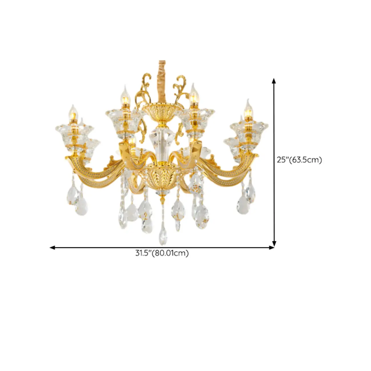 Luxurious Crystal Chandelier with Gold Finish and Candelabra Image - 17 | homeyfad