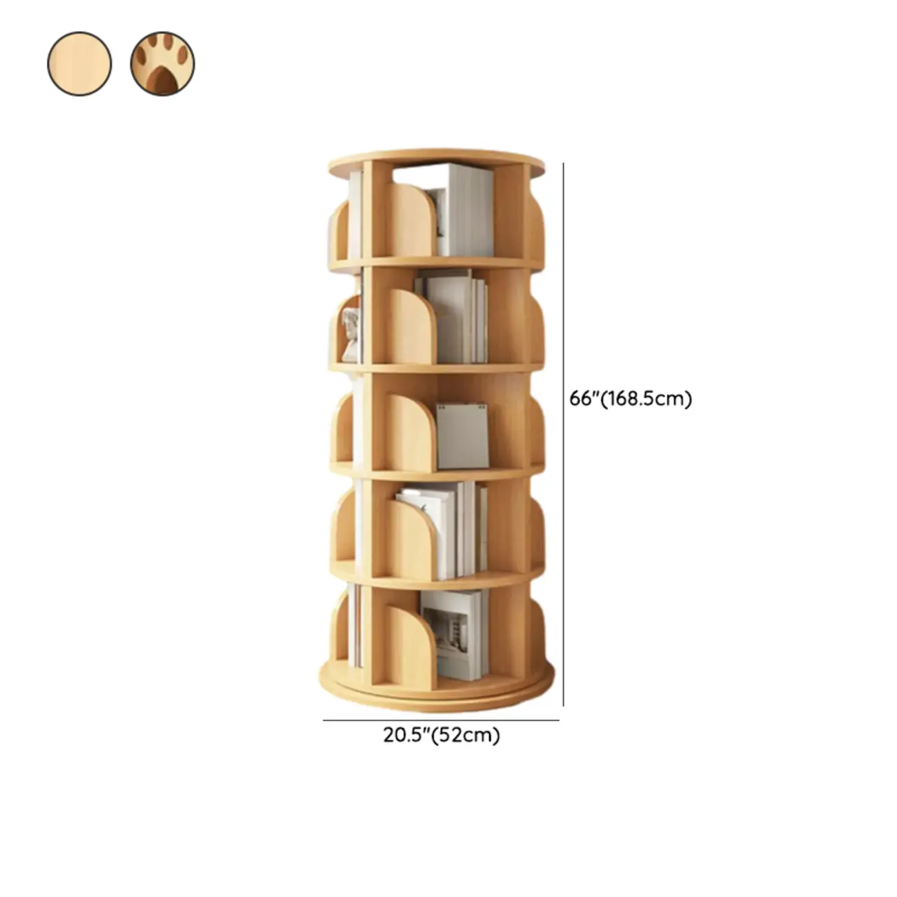 Modern Natural Wood Rotating Bookshelf Image - 19 | homeyfad