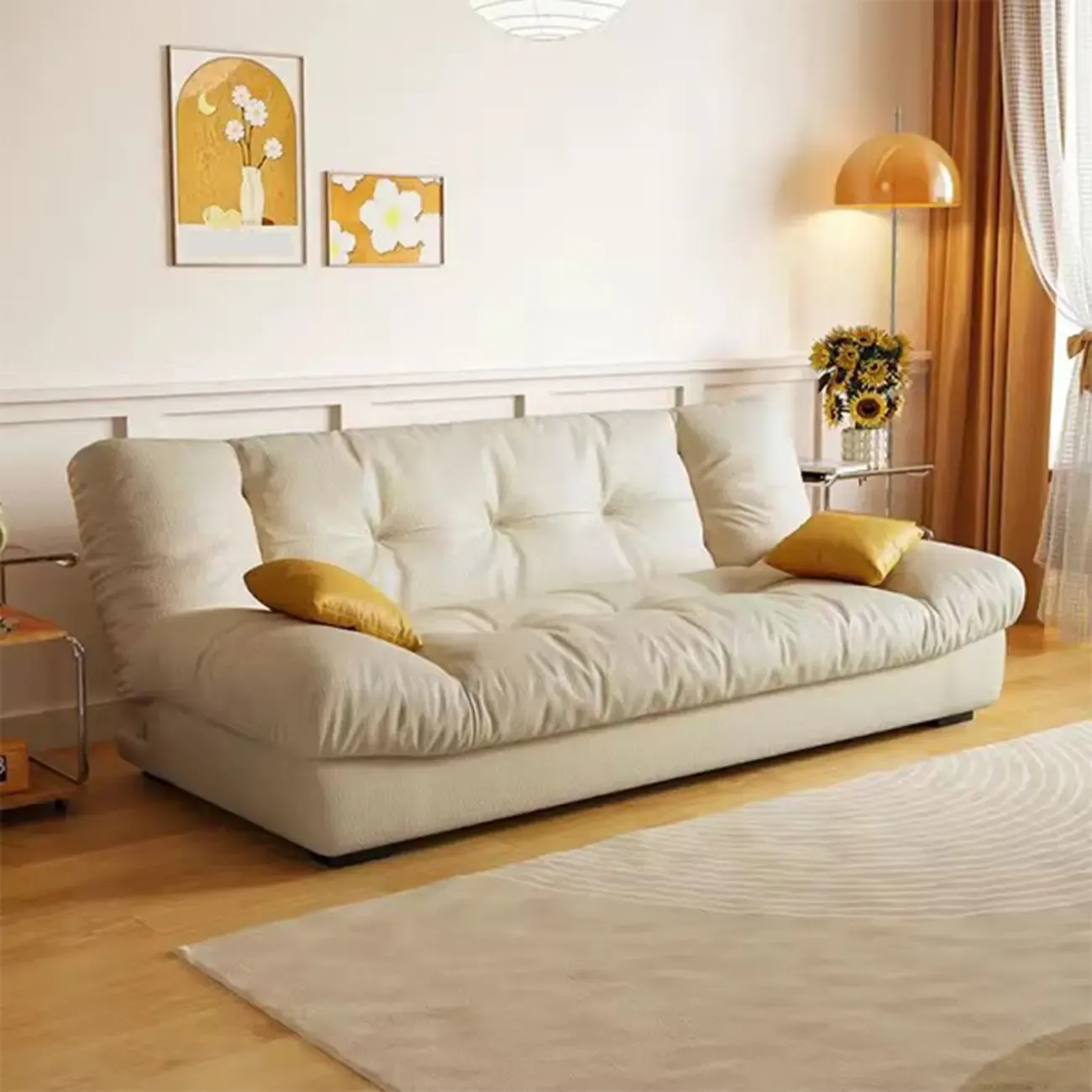 Foldable Upholstered Sleeper Sofa Living Room Deep Seat Sofa Image - 28