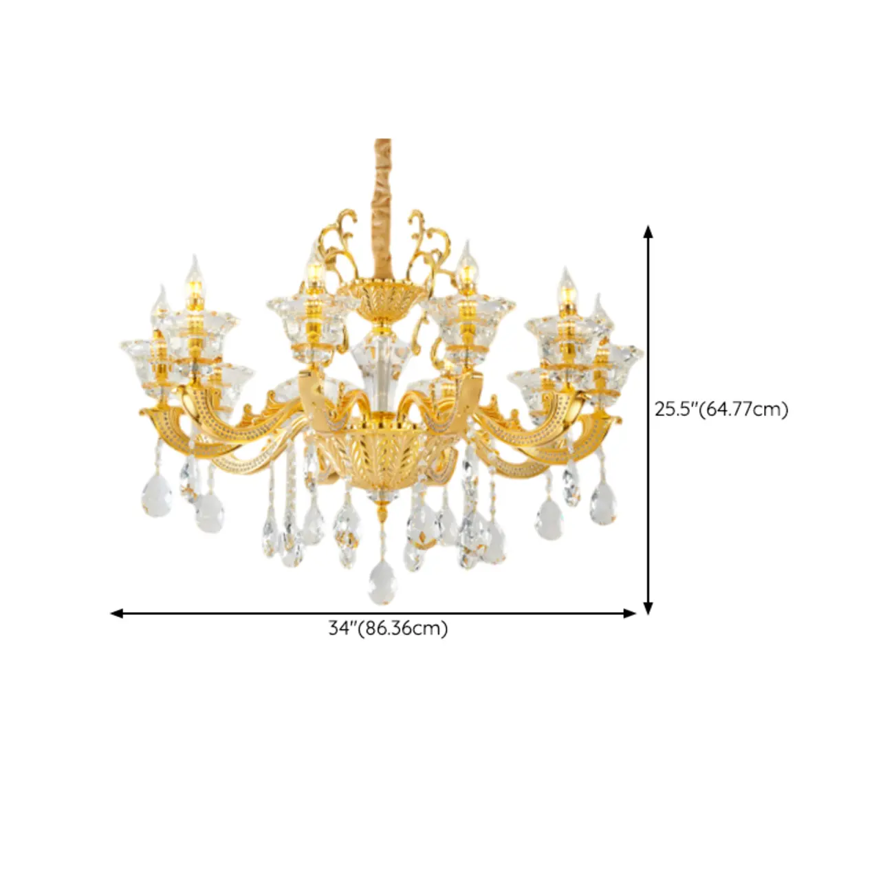 Luxurious Crystal Chandelier with Gold Finish and Candelabra Image - 18 | homeyfad