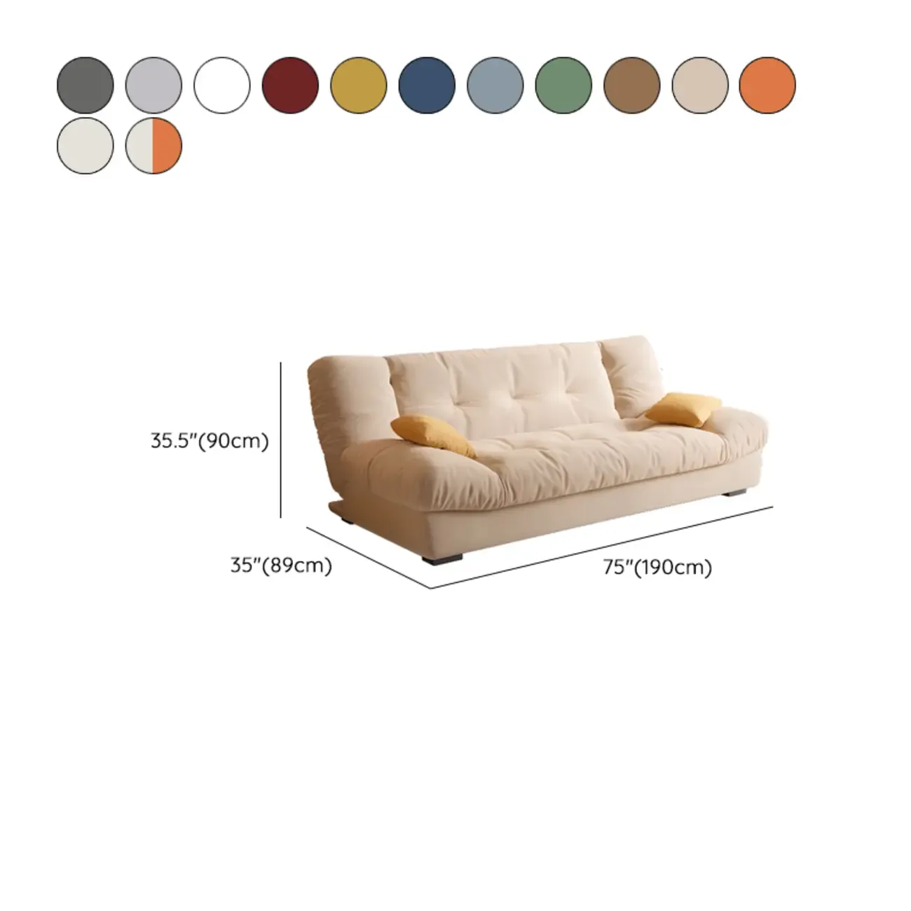 Foldable Upholstered Sleeper Sofa Living Room Deep Seat Sofa #size