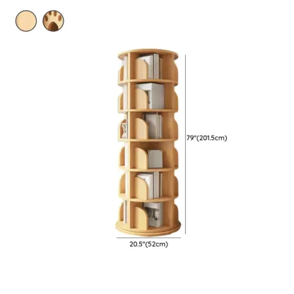 Modern Natural Wood Rotating Bookshelf Image - 20