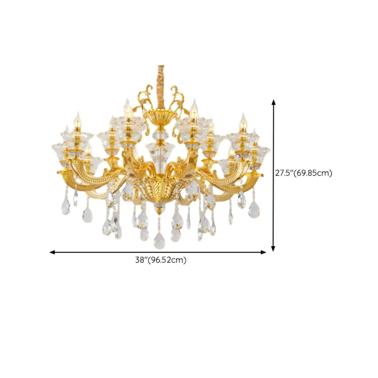Luxurious Crystal Chandelier with Gold Finish and Candelabra Image - 19 | homeyfad