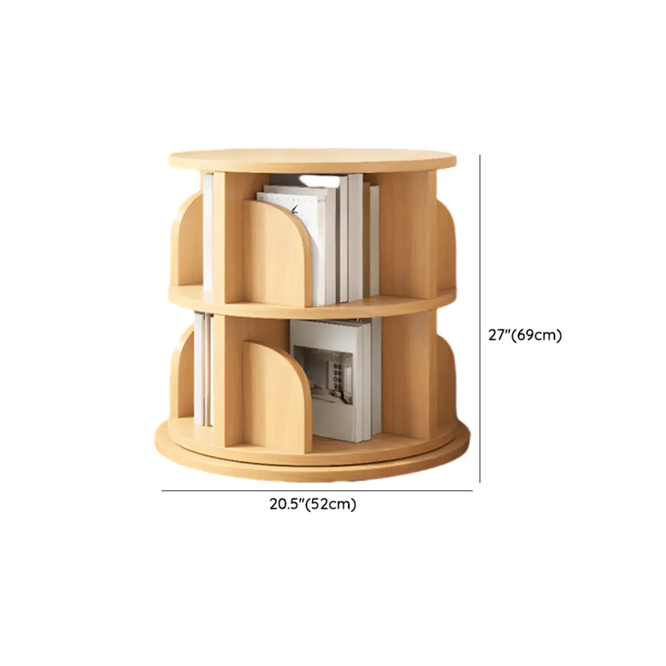 Modern Natural Wood Rotating Bookshelf Image - 21 | homeyfad