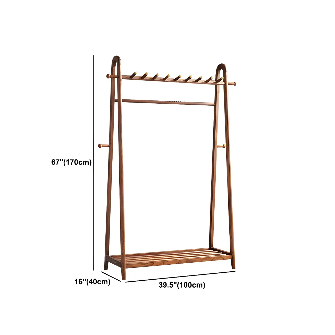 Brown Freestanding Open Wardrobe Ash Wood with Clothing Rod Image - 19 | homeyfad