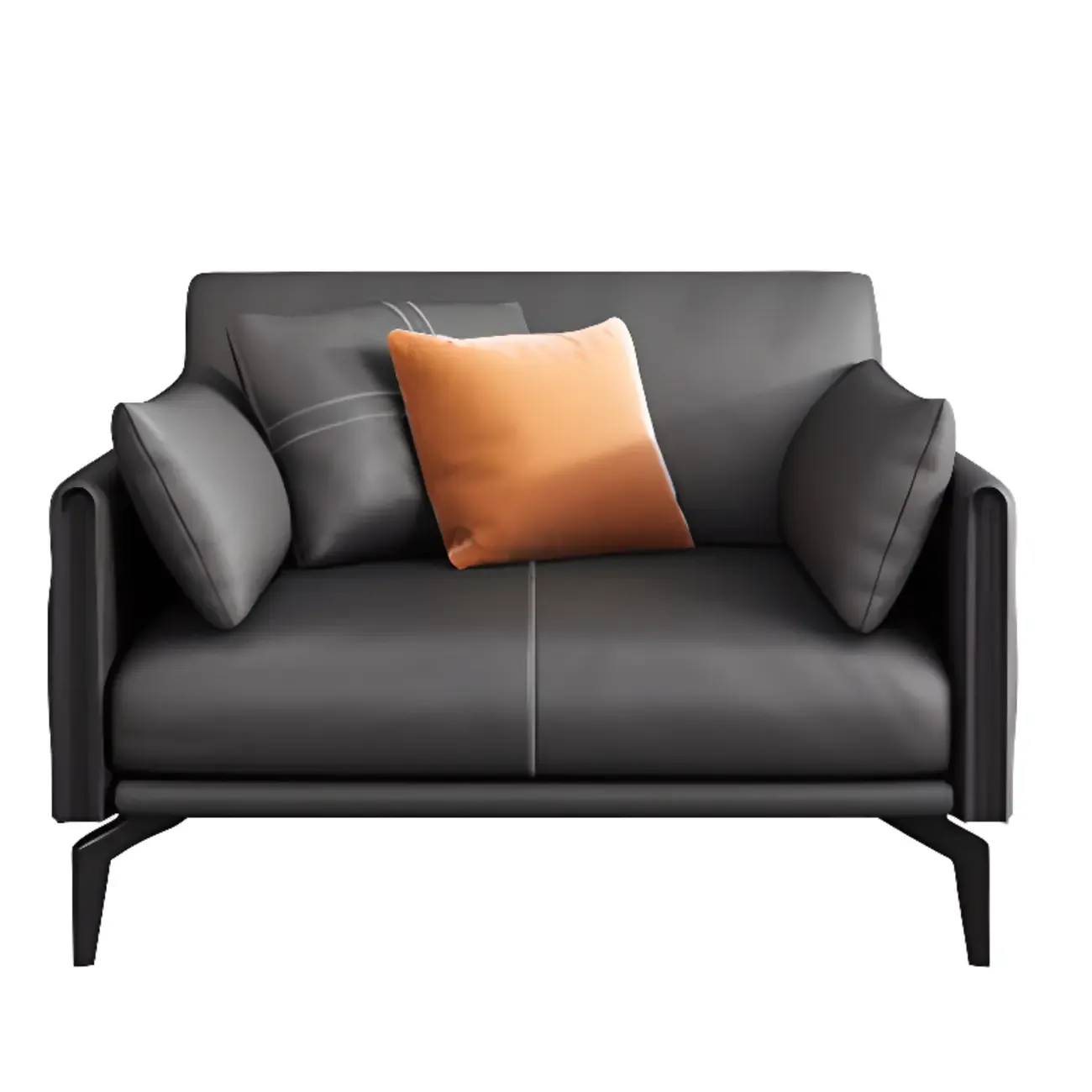 Modern Leather Upholstered Parlor Sofa Loveseat Sofa in Midnight Black with Locker, Cushion and Square Arm Image - 10