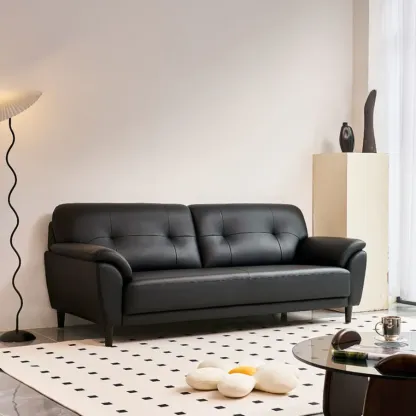 59"-86.5'' Modern Black Upholstered 3 Seater Sofa Apartment Sofa Sleeper Couch Image - 1