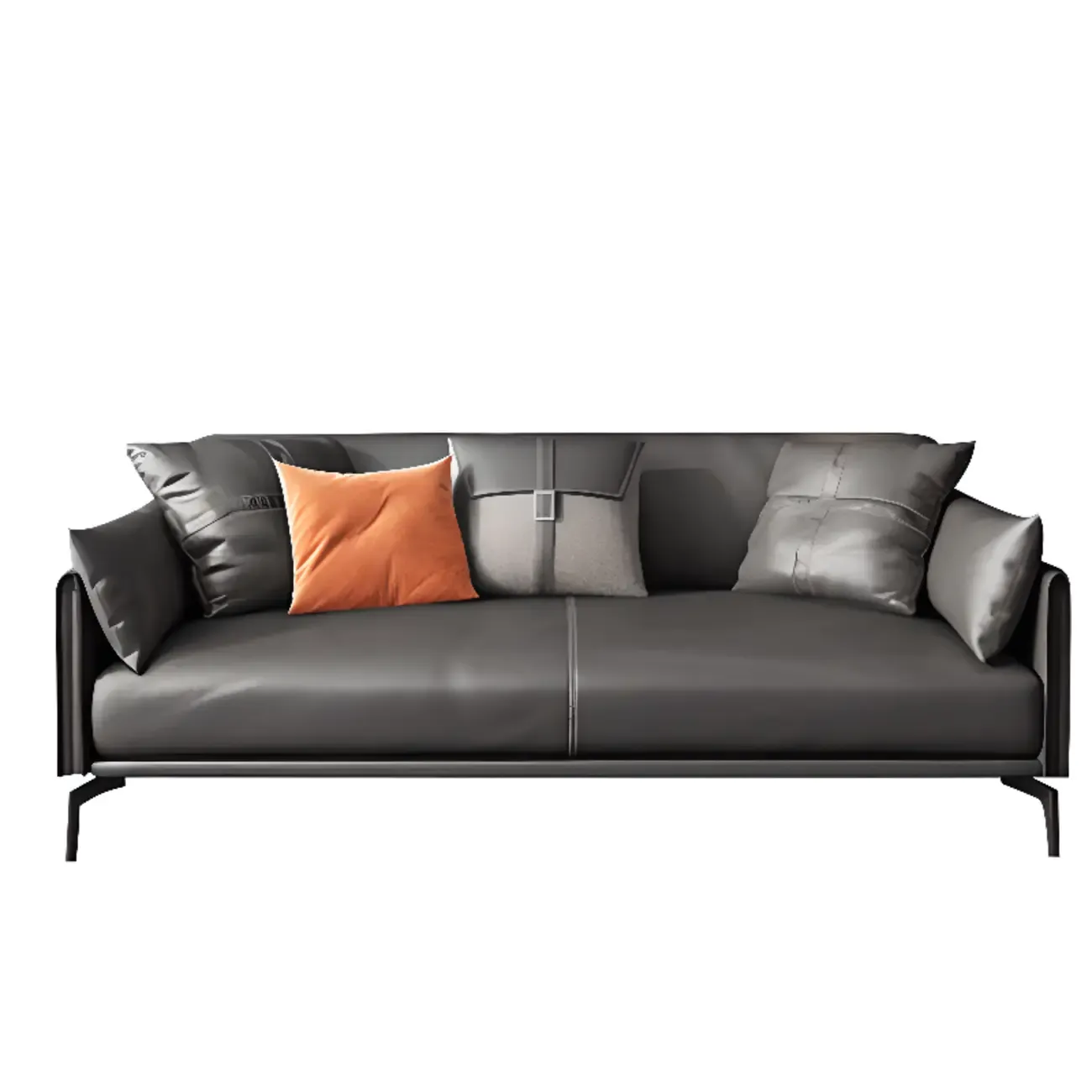 Modern Leather Upholstered Parlor Sofa Loveseat Sofa in Midnight Black with Locker, Cushion and Square Arm Image - 11