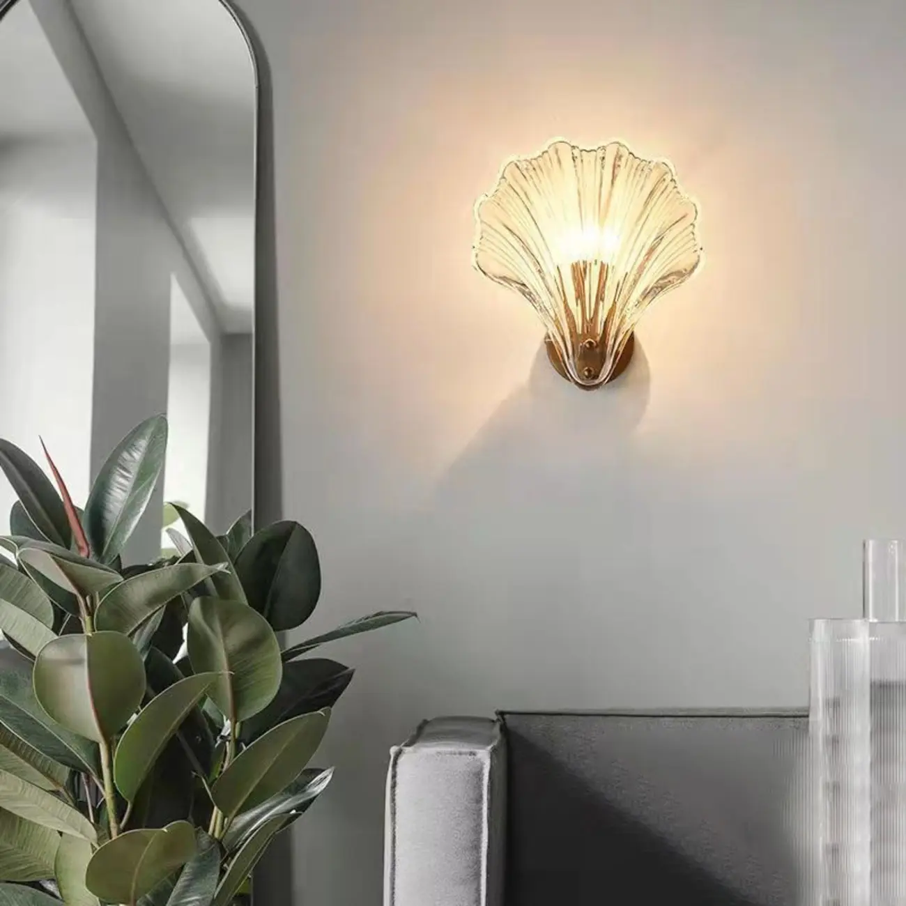 Modern Geometric Metal Vanity Lights with Glass Shell Shade Image - 4 | homeyfad