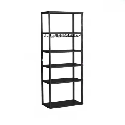 Black Modern Metal Wine Rack with Large Storage Image - 7