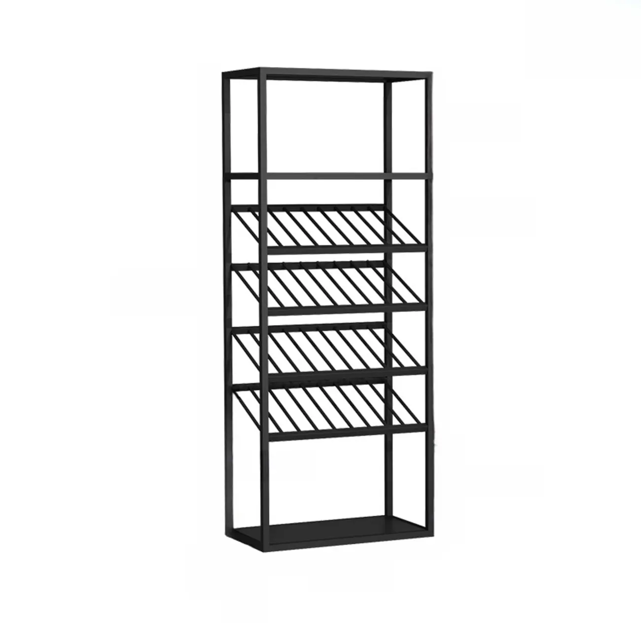 Black Modern Metal Wine Rack with Large Storage Image - 8 | homeyfad
