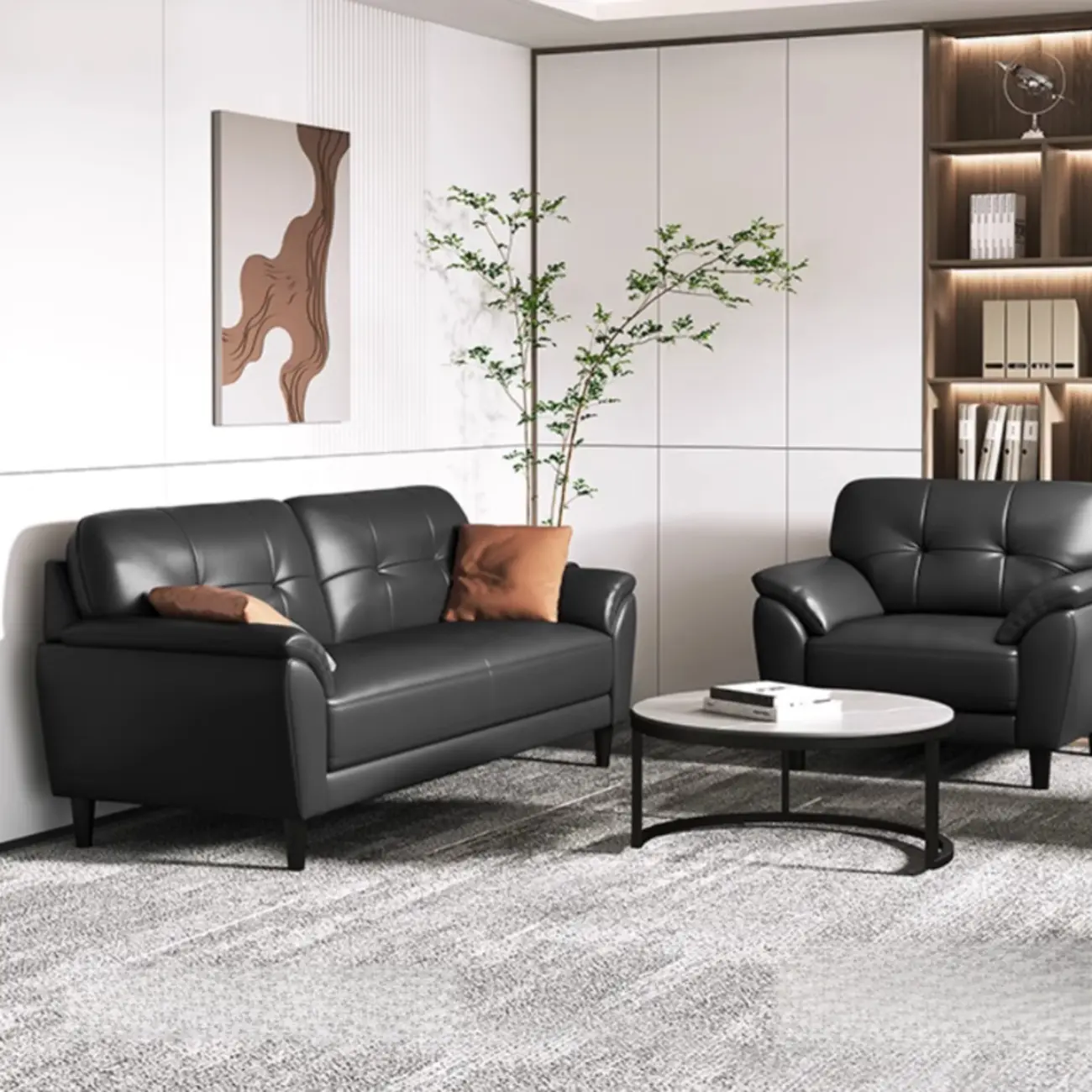 59"-86.5'' Modern Black Upholstered 3 Seater Sofa Apartment Sofa Sleeper Couch Image - 4 | homeyfad