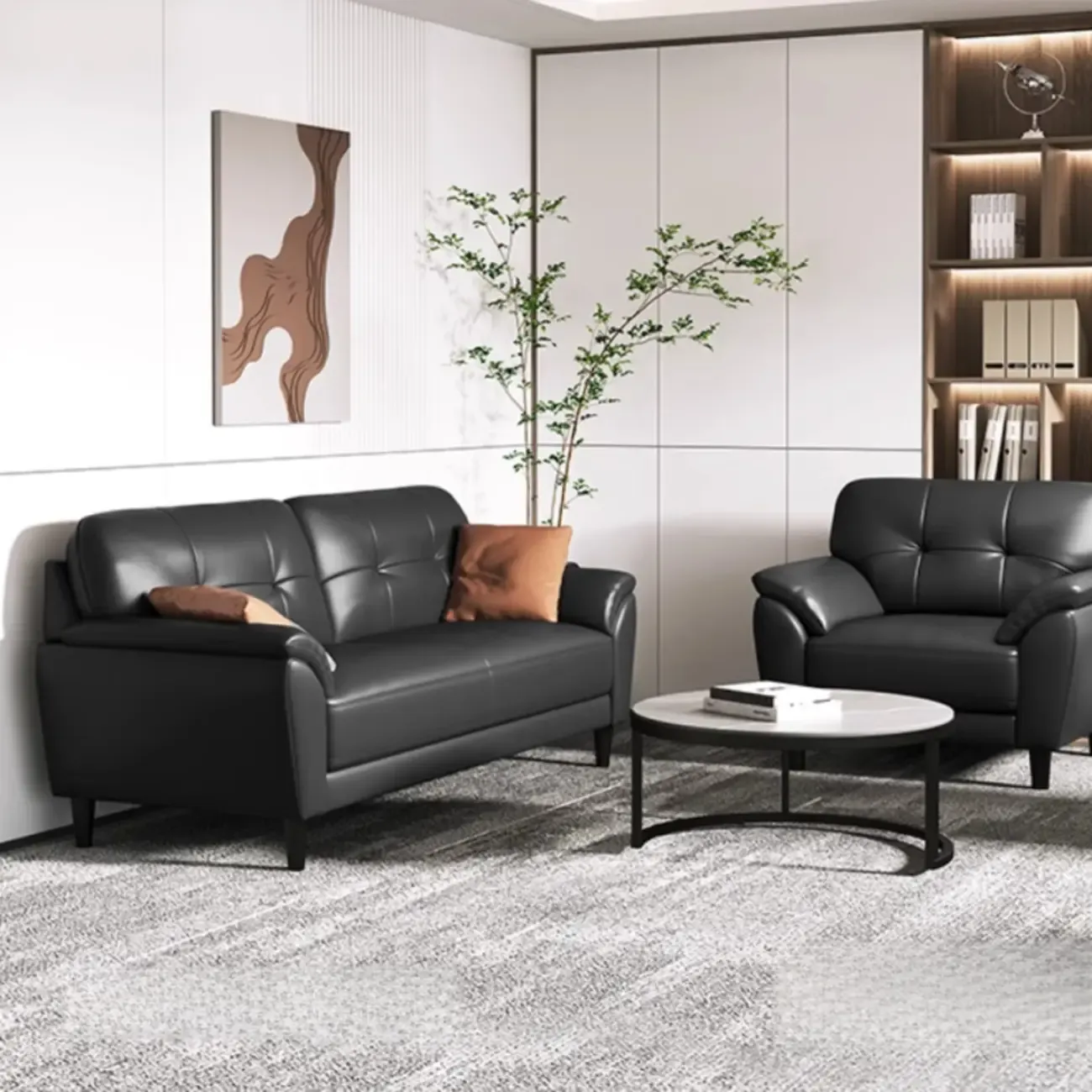 59"-86.5'' Modern Black Upholstered 3 Seater Sofa Apartment Sofa Sleeper Couch Image - 4
