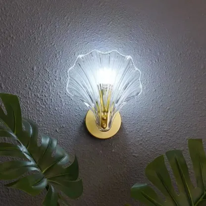 Modern Geometric Metal Vanity Lights with Glass Shell Shade Image - 6