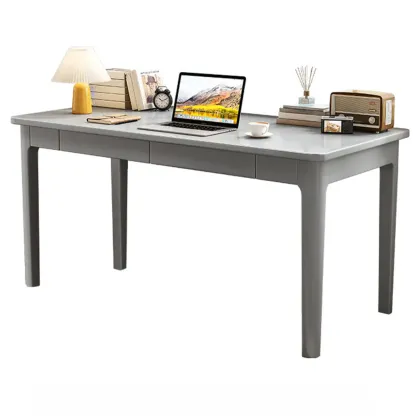 55" Modern Rubber Wood Writing Desk with 2 Drawers Image - 5
