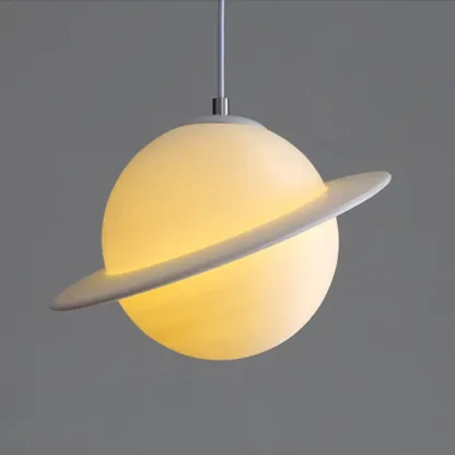 Kids Resin White Planet Shape Pendant Light for Bedroom Image - 3