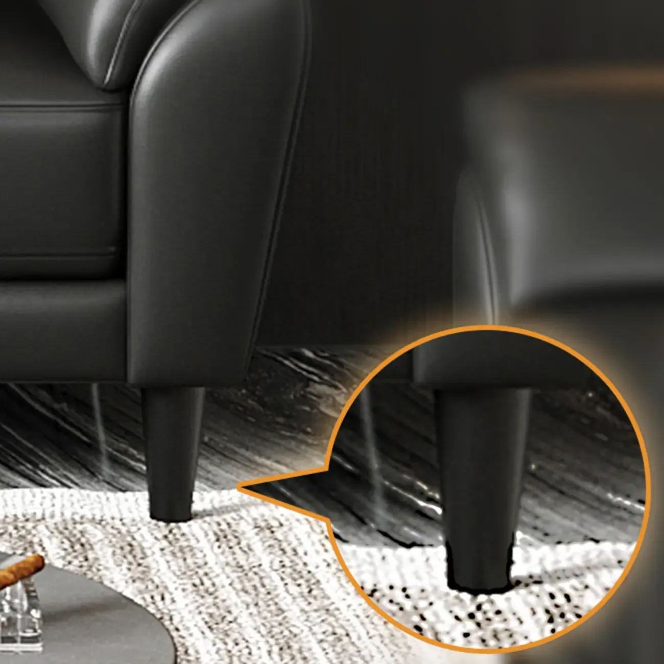 59"-86.5'' Modern Black Upholstered 3 Seater Sofa Apartment Sofa Sleeper Couch Image - 7