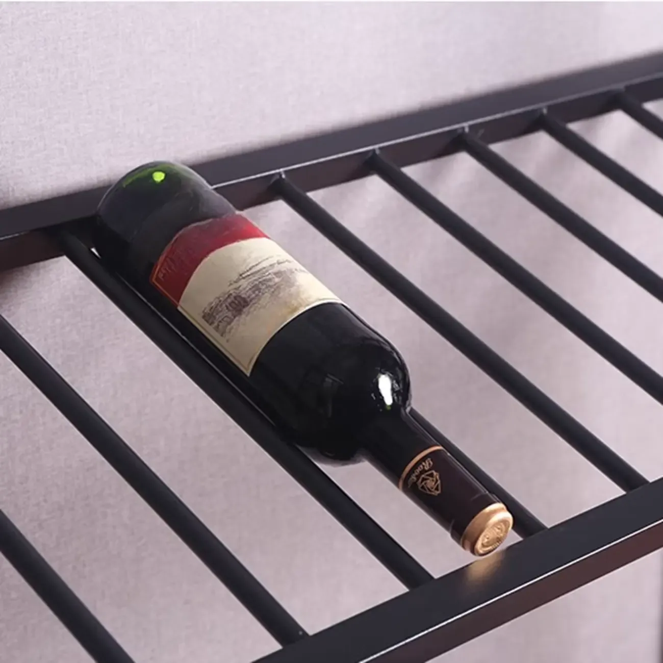 Black Modern Metal Wine Rack with Large Storage Image - 12
