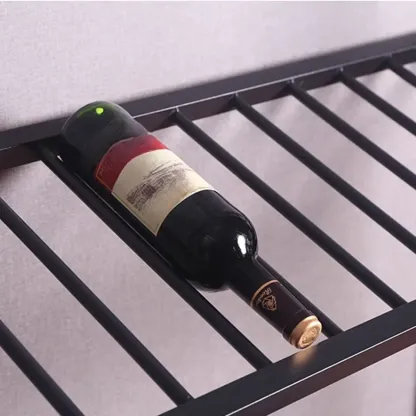 Black Modern Metal Wine Rack with Large Storage Image - 12