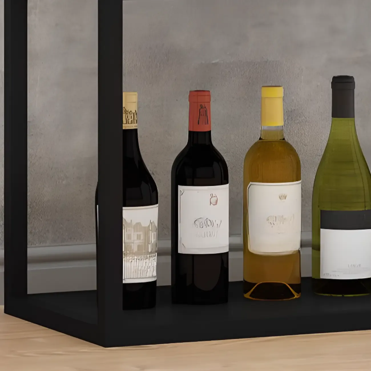 Black Modern Metal Wine Rack with Large Storage Image - 13