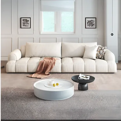 Modern Off-White Fabric Upholstery Sofa for Living Room Image - 1