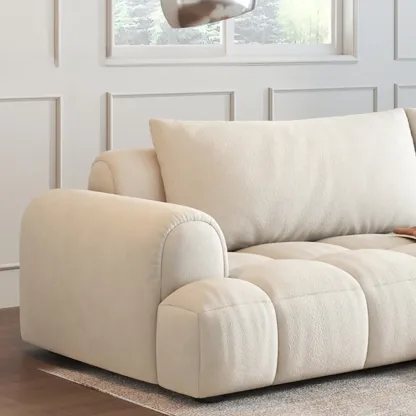 Modern Off-White Fabric Upholstery Sofa for Living Room Image - 2