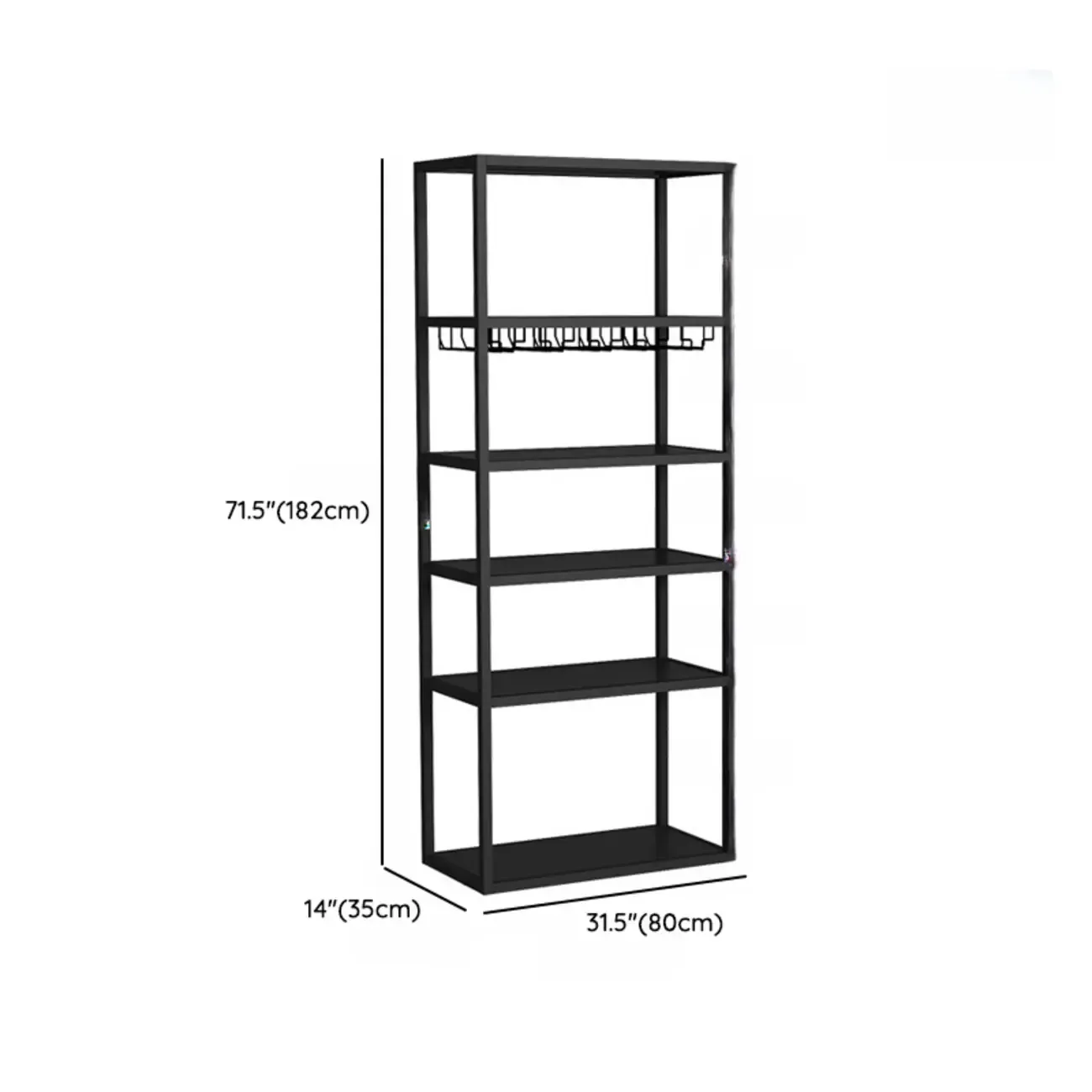 Black Modern Metal Wine Rack with Large Storage Image - 15