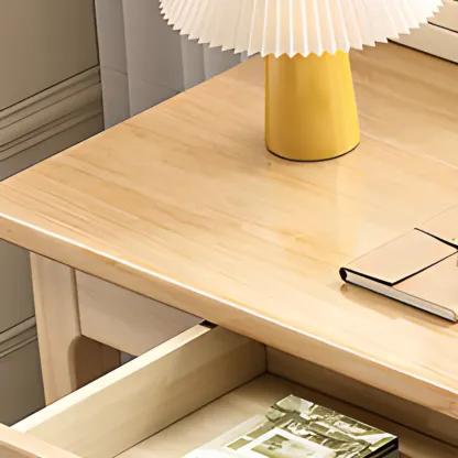 55" Modern Rubber Wood Writing Desk with 2 Drawers Image - 11
