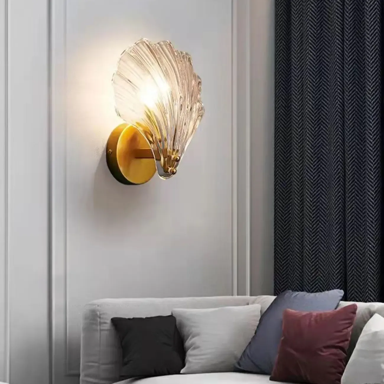 Modern Geometric Metal Vanity Lights with Glass Shell Shade Image - 13