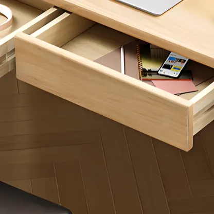 55" Modern Rubber Wood Writing Desk with 2 Drawers Image - 12