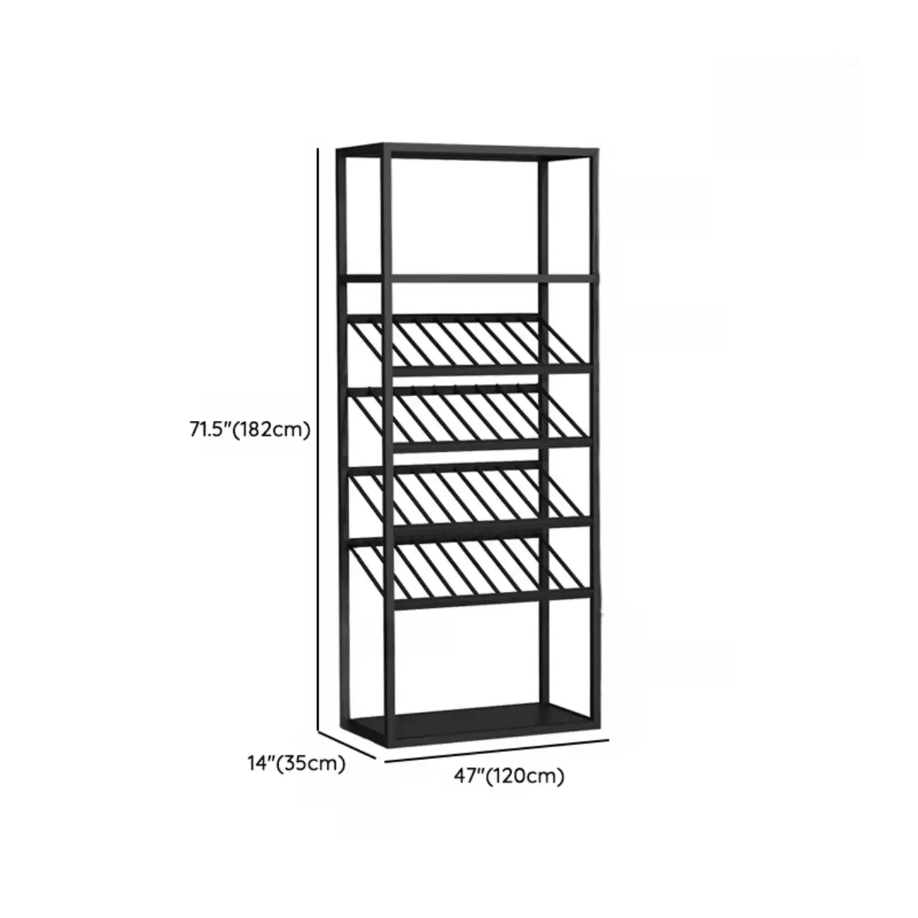 Black Modern Metal Wine Rack with Large Storage Image - 18