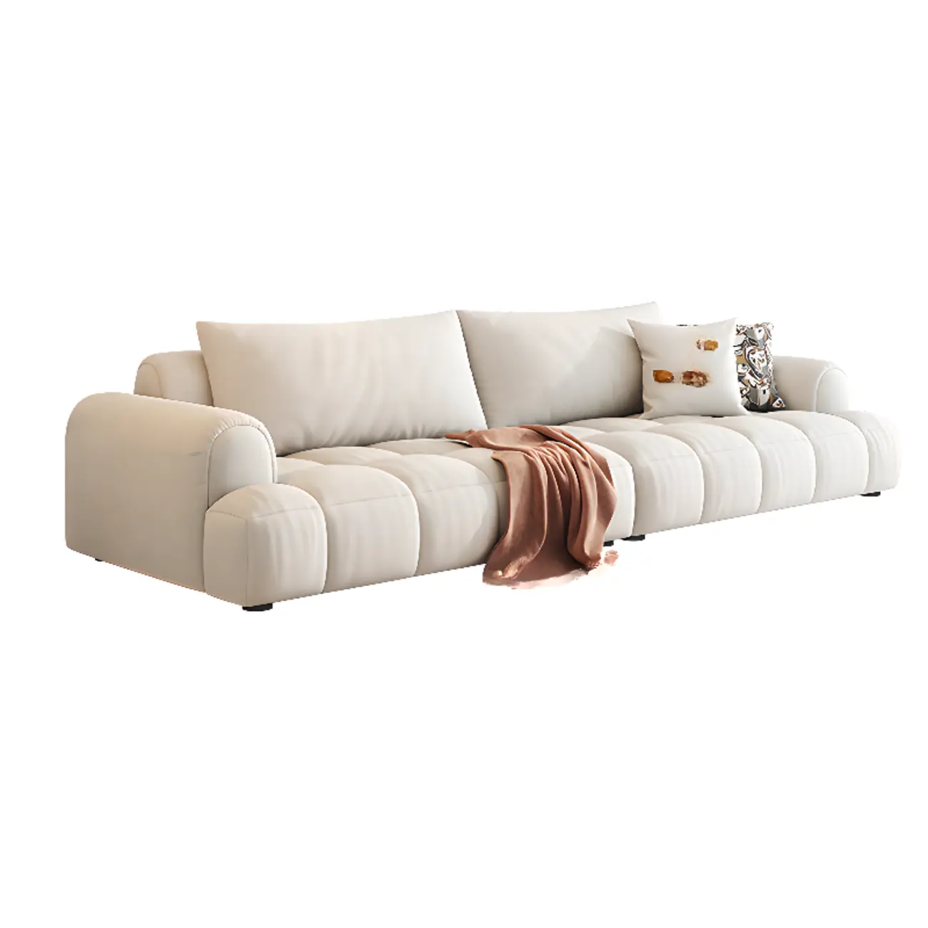 Modern Off-White Fabric Upholstery Sofa for Living Room Image - 5 | homeyfad