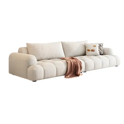Modern Off-White Fabric Upholstery Sofa for Living Room Image - 5