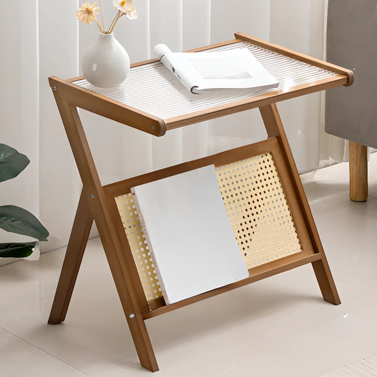 Foldable Transparent Magazine Rack Table Image - 2 | homeyfad